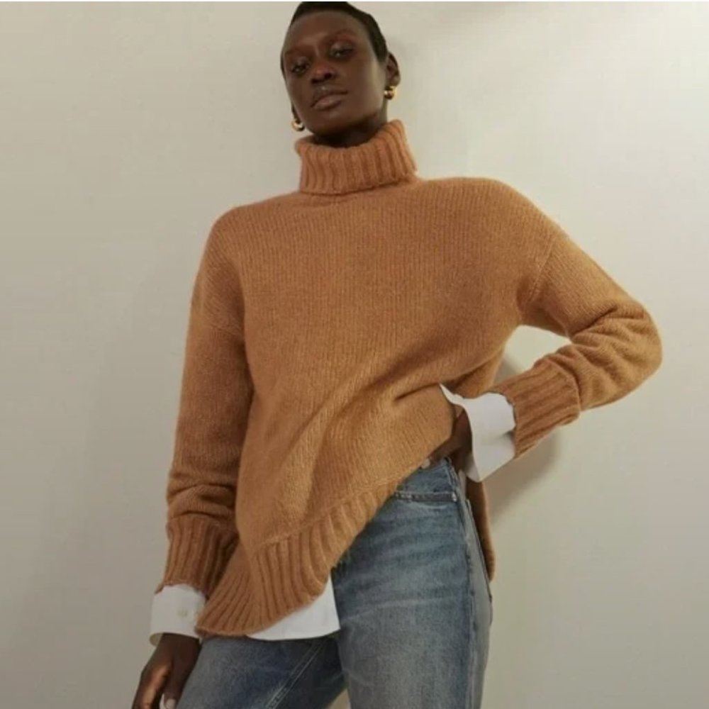 Everlane Cloud Turtleneck in Heathered chai (S)